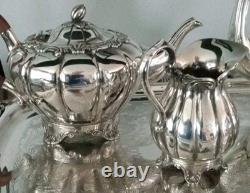4 Piece Silver Plate Tea Coffee Service Melon Shape (Sheffield Reproduction) 4 Piece Silver Plate Tea Coffee Service Melon Shape (Sheffield Reproduction)