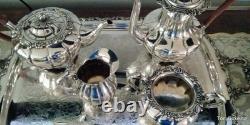 4 Piece Silver Plate Tea Coffee Service Melon Shape (Sheffield Reproduction)