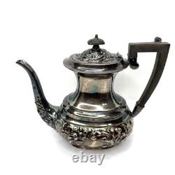 4 pcs Vintage Sheffield Fluted Coffee Tea SET silver plate England EPNS