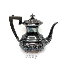 4 pcs Vintage Sheffield Fluted Coffee Tea SET silver plate England EPNS