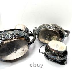 4 pcs Vintage Sheffield Fluted Coffee Tea SET silver plate England EPNS