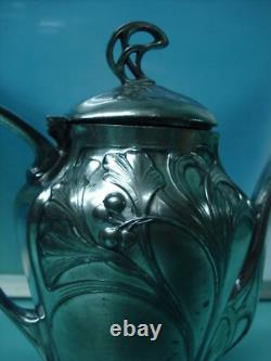 4p WMF German silver plate HM Art Nouveau coffee tea pot set sugar bowl I/ox jug