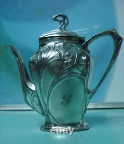 4p WMF German silver plate HM Art Nouveau coffee tea pot set sugar bowl I/ox jug