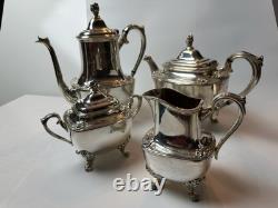 4pc Daffodil Pattern 1847 Rogers Bros Silver Plate Tea & Coffee Service Set