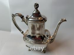 4pc Daffodil Pattern 1847 Rogers Bros Silver Plate Tea & Coffee Service Set