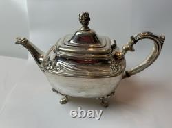 4pc Daffodil Pattern 1847 Rogers Bros Silver Plate Tea & Coffee Service Set