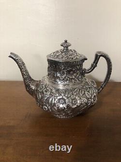 4pc Hennegen Bates & Co Reprosse Silver Plate Tea Set