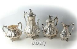4pc set Silverplate Victorian Tea service teapots coffee pots sugar waste cream