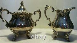 5Pc Silver plate Tea Set Baroque Wallace, Hollowware, 281-284 with Tray