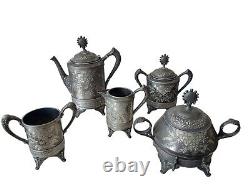 5 Aesthetic E. G. Webster & Bro Quadruple Plate White Metal Brite Cut Tea Set #33