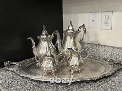 (5) Baroque by Wallace Silverplate Coffee Tea Set Pot Tray 281 282 283 284 294