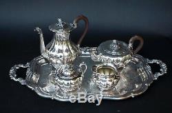 5 Five Piece Community Silverplate Melon Sheffield Design Tea Set