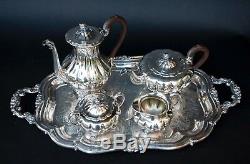 5 Five Piece Community Silverplate Melon Sheffield Design Tea Set