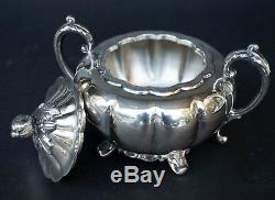 5 Five Piece Community Silverplate Melon Sheffield Design Tea Set