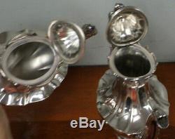 5 PC Reed & Barton VICTORIAN Silverplate Tea Set Teapot Coffee Pot Sugar Creamer