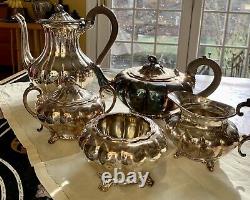 5! PIECE COMMUNITY SILVERPLATE Sheffield Design MELON TEA/ COFFEE SET, VTG