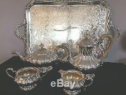 5 Pc Antique Birks Regency Sheffield Silver Plate Tea / Coffee Service