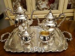 5 Pc Antique Oneida U. S. A. Silverplate Ornate Sheridan Coffee & Tea Service Set