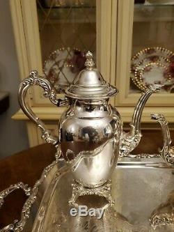 5 Pc Antique Oneida U. S. A. Silverplate Ornate Sheridan Coffee & Tea Service Set