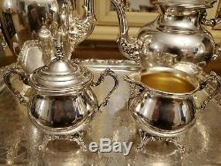 5 Pc Antique Oneida U. S. A. Silverplate Ornate Sheridan Coffee & Tea Service Set