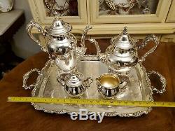 5 Pc Antique Oneida U. S. A. Silverplate Ornate Sheridan Coffee & Tea Service Set