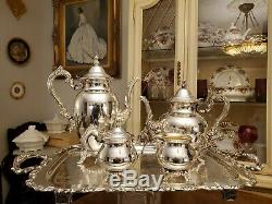 5 Pc Antique Oneida U. S. A. Silverplate Ornate Sheridan Coffee & Tea Service Set