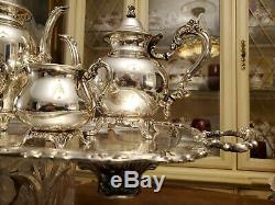 5 Pc Antique Oneida U. S. A. Silverplate Ornate Sheridan Coffee & Tea Service Set