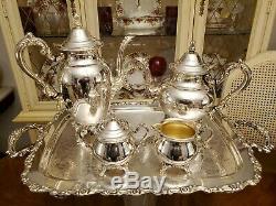 5 Pc Antique Oneida U. S. A. Silverplate Ornate Sheridan Coffee & Tea Service Set