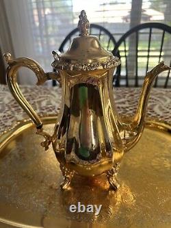 5 Pc Countess Tea Set 24k Gold-Electroplated Webster/Wilcox Intl. Deep Silver