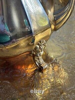 5 Pc Countess Tea Set 24k Gold-Electroplated Webster/Wilcox Intl. Deep Silver