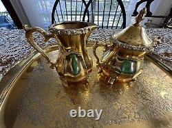 5 Pc Countess Tea Set 24k Gold-Electroplated Webster/Wilcox Intl. Deep Silver