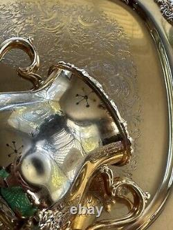 5 Pc Countess Tea Set 24k Gold-Electroplated Webster/Wilcox Intl. Deep Silver