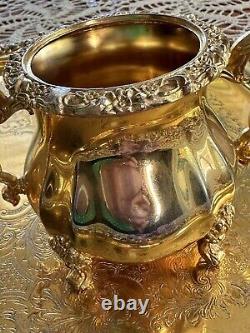 5 Pc Countess Tea Set 24k Gold-Electroplated Webster/Wilcox Intl. Deep Silver