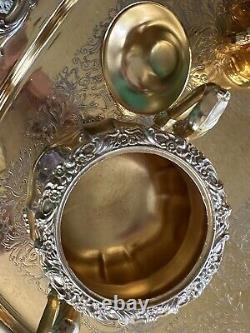 5 Pc Countess Tea Set 24k Gold-Electroplated Webster/Wilcox Intl. Deep Silver