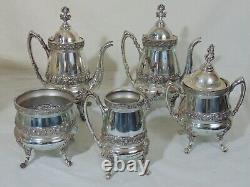 5 Pc John Carrow Philadelphia Silverplate Teaset Victorian Coffee Tea Set 1876