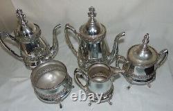 5 Pc John Carrow Philadelphia Silverplate Teaset Victorian Coffee Tea Set 1876