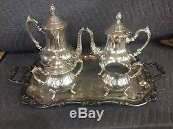 5 Pc Towle Louis Philippe Silverplate Tea Set Coffee Teapot Creamer Sugar & Tray