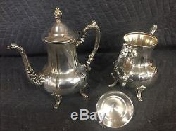 5 Pc Towle Louis Philippe Silverplate Tea Set Coffee Teapot Creamer Sugar & Tray