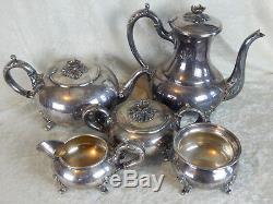 5 Pc Vintage Coffee Tea E. P. N. S. Service Set Sheffield Silver #57 Waste Spooner