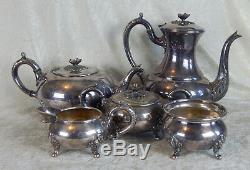 5 Pc Vintage Coffee Tea E. P. N. S. Service Set Sheffield Silver #57 Waste Spooner