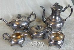 5 Pc Vintage Coffee Tea E. P. N. S. Service Set Sheffield Silver #57 Waste Spooner