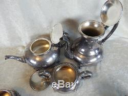 5 Pc Vintage Coffee Tea E. P. N. S. Service Set Sheffield Silver #57 Waste Spooner