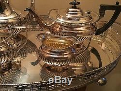 5 Piece A1 Silver Soldered Silverplate Art Deco Tea Coffee Set Withlarge Tray