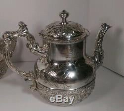 5 Piece ANTIQUE Tea Set Mermod Jaccard & Co 1892 Quadruple Plate Silver