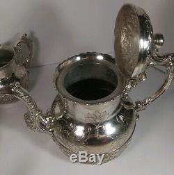 5 Piece ANTIQUE Tea Set Mermod Jaccard & Co 1892 Quadruple Plate Silver