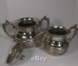 5 Piece ANTIQUE Tea Set Mermod Jaccard & Co 1892 Quadruple Plate Silver