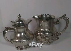 5 Piece ANTIQUE Tea Set Mermod Jaccard & Co 1892 Quadruple Plate Silver