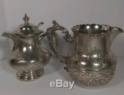 5 Piece ANTIQUE Tea Set Mermod Jaccard & Co 1892 Quadruple Plate Silver