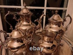 5 Piece Coffee Tea Set Birmingham Co. Silver on Copper