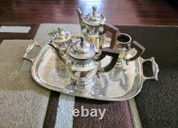 5-Piece French Silver Tea / Coffee Set French Art Deco Style including Tray